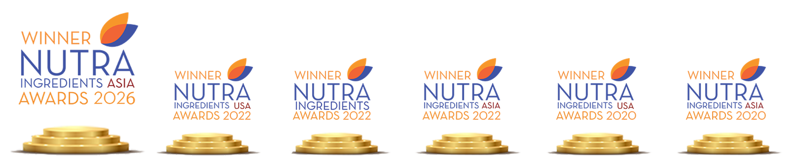 Livaux six NutraIngredients Awards wins Six NutraIngredients Awards winner logos for Livaux: Asia 2026, USA 2022, Europe 2022, Asia 2022, USA 2020 and Asia 2020